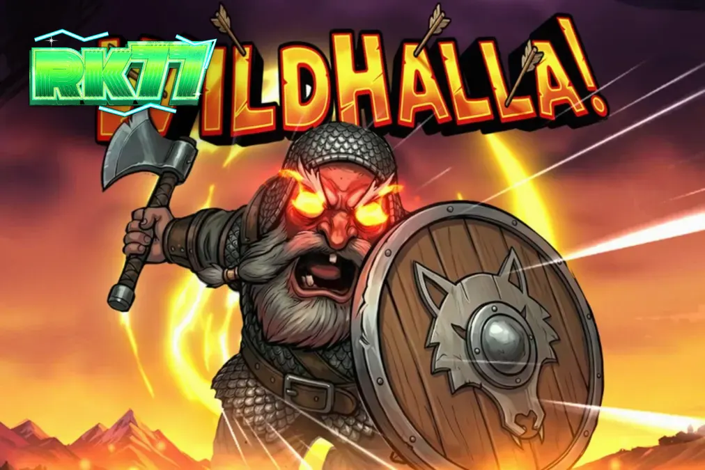 Tampilan visual slot Wildhalla dengan tema mitologi Norse dan fitur Walking Wild